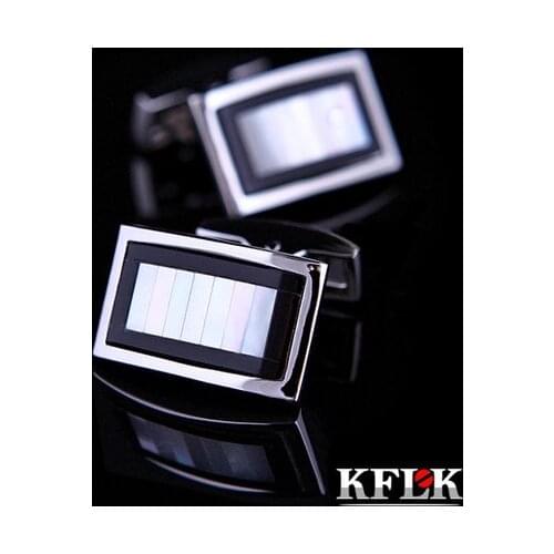 KFLK Luxury 2020 shirt cufflinks for mens gift Brand cuff buttons Shell cuff links High Quality Black abotoaduras Jewelry