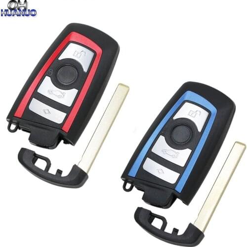 4 Buttons Replacement Smart Key Shell For BMW CAS4 F 3 5 7 Series E90 E92 E93 X5 F10 F20 F30 F40 -Blue/Red