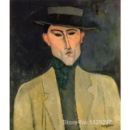 Man witih Hat Amedeo Modigliani painting for bedroom decoration High quality
