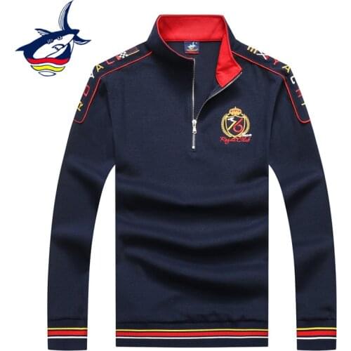 Tace & Shark Sweater Men Fashion Brand Mens Pullovers Stand Collar Half Zipper Quality Knitted Sweater Men Navy Orange White