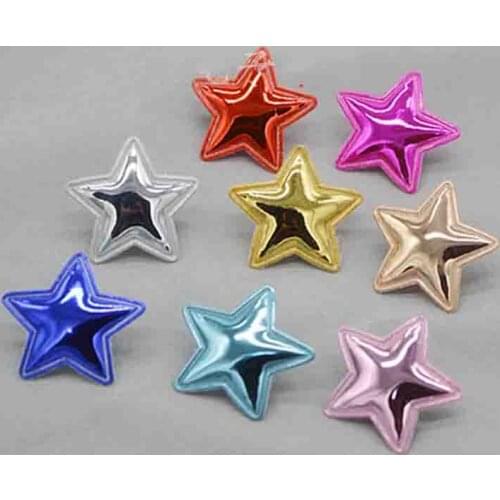 Sew on 3.5cm 80pcs/lot shiny pu star Padded Patches Appliques For Clothes Sewing Supplies Decoration free shipping