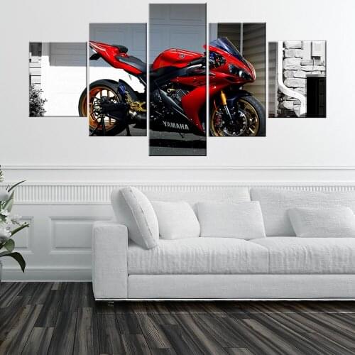 Canvas Wall Art HD Printed Poster Modular Frame Modern Motorcycle Picture 5 Pieces Race Moto Painting Home Decor For Living Room