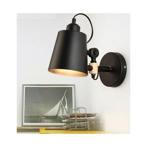 Nordic Simple Modern Wall Sconce Adjust Wood Iron Wall Light Fixtures Balcony Aisle Home Indoor Lighting Bedside LED Wall Lamp