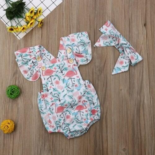 New 2pcs Baby Girl Polka Dots Romper Ruffle Tops Jumpsuit Floral Shorts Clothes Outfits