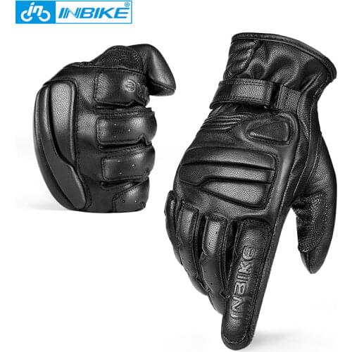 INBIKE Comfortable Goat Leather Cycling Gloves 2020 Men Touch Screen Anti-slip Bicycle Motorcycle Motocross MTB Bike Gloves