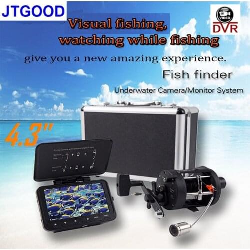JTGOOD Underwater Fish Finder Video Camera for fishing 4.3" LCD Monitor HD 1000TVL Fishfinder Reel With Carry Case wheel IP68