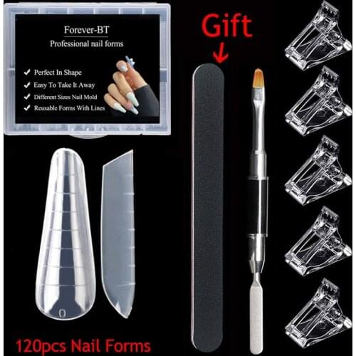 Dual Nail Forms for UV Gel Extension Molds Tips 120 PCS Clear UV Gel Extension Tools Nail Form Kit
