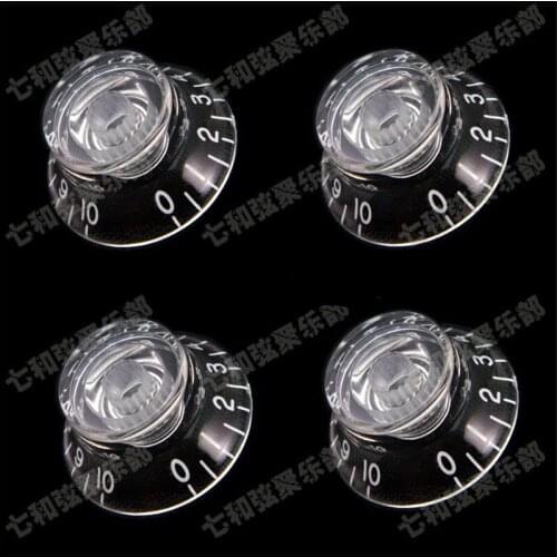 QHX 40 pcs Transparent Clear White Digita Speed Control Knobs Tone volume Buttons tip for Bass Electric Guitar accessories parts