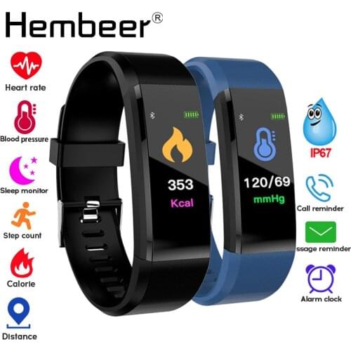 115plus Smart Band Health Bracelet with Blood Pressure Heart Rate Monitor Fitness Tracker Men Smart Wristband for iOS Android