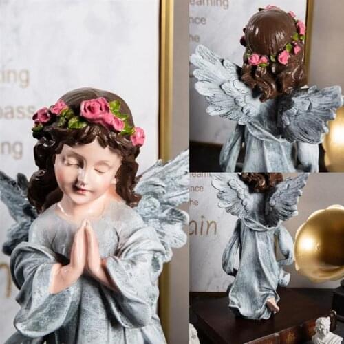 Angel Statues Figurines For Home Decor Creative Jewelry ChildrenS Resin Crafts For Bedroom Living Room Home Decor Accessories