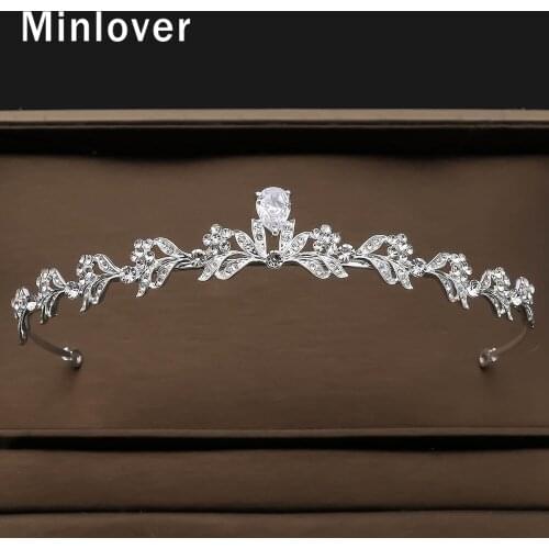 Minlover Rhinestone Flower Wedding Tiara and Crown Crystal Birthday Headband Bride Hair Accessories Party Headpiece HG245