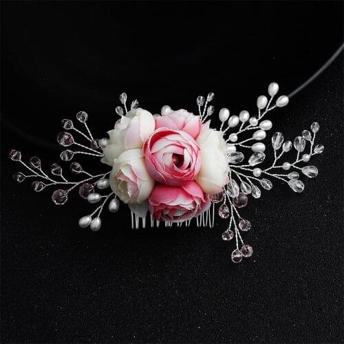 Wedding Bridal Camellia Flower Hair Comb Woodland Floral Hair Pins Headpiece For Brides
