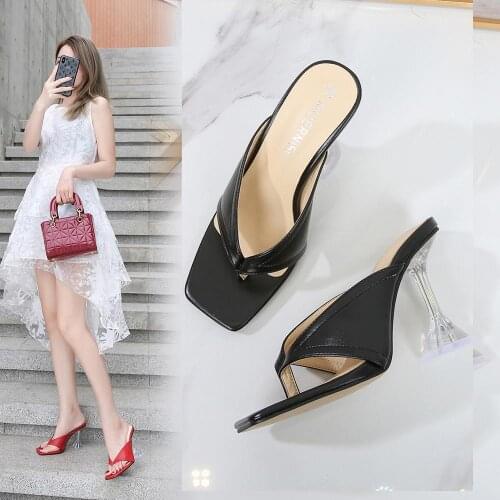 Spool Heel Crystal Heeled Flip Flop Drag Queen Trans Queer Crossdresser Sandals Mens White Red Plus Size 35-46 Women Shoes