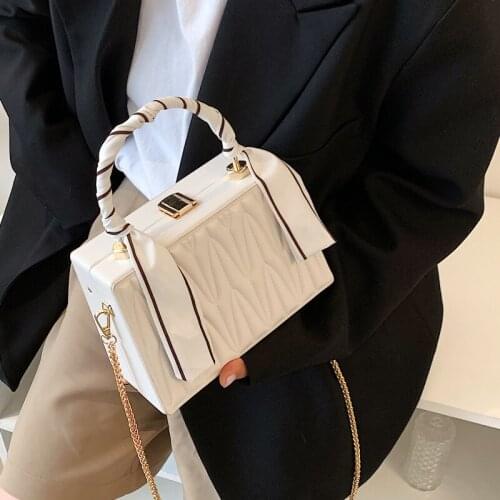 New Women Small Pu Leather Handbag Personality Box Bag Makeup Bags Female Crossbody Shoulder Bags Chain Messenger Bag and Purse