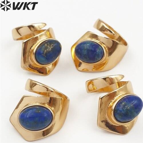 WT-R309 WKT exclusive wholesale blue color women rings oval shape charm with top quality adjustable rings 2018 new arrivals
