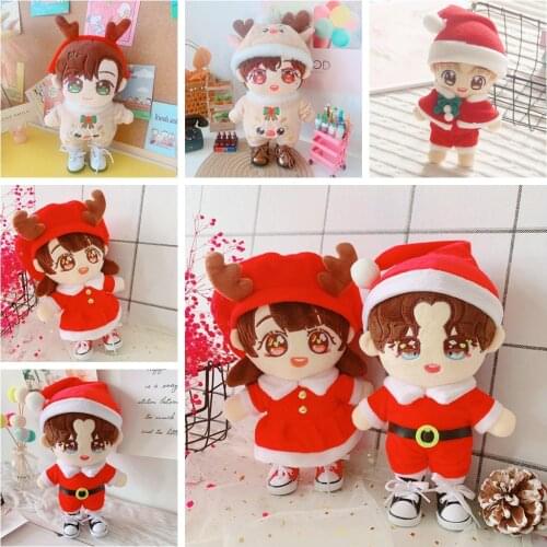 Winter Christmas Red Outfit Clothes For 20cm Handmade Doll Dolls Accessories for Korea Kpop EXO Idol Dolls Christmas Gift
