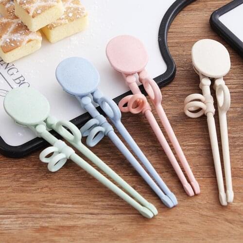 1 Pair Wheat Straw + PP Children Kids Wheat Straw Chopsticks Lightweight Reusable Training Tableware for children babys