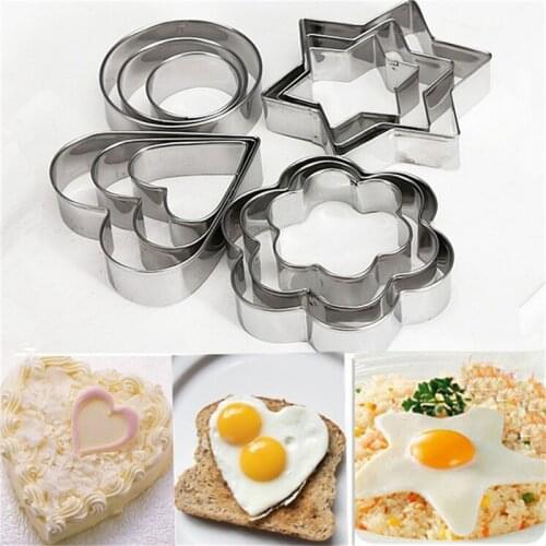 12 Pcs/set DIY Stainless Steel Cookie Cake Mold Star Heart Fruit Shape Cake mold Cutter