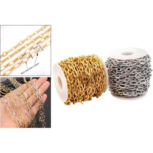 2Roll 1 Meter Stainless Steel Chain Cable Bulk Chains Link for Neckalce Bracelet Jewelry Making DIY Accessories