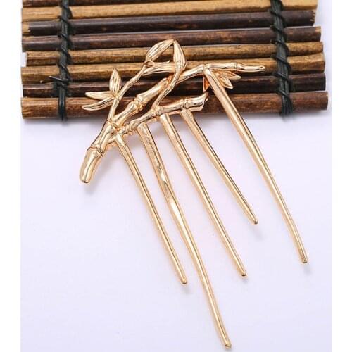 2pcs Brass Casted Comb Bamboo Leaf Branch Hair Combs 5 Teeth High Quality Women Wedding Hair Styling Head Jewelry Accessories