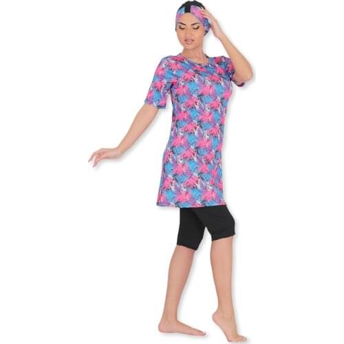 2021 Colorful Hijab Muslim Covered Swimsuit New Season Colorful Hasema Mayo Kadın İslami Mayo New Season Colorful