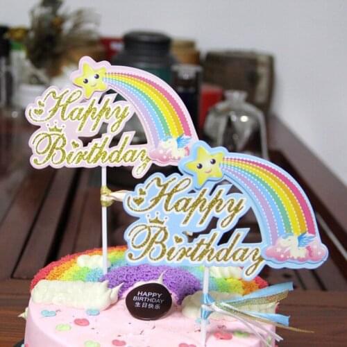 3Pcs Colorful Rainbow Ribbon Cake Decoration Cake Topper With High-Quality Paper For Kid Baby Shower Happy Birthday Decoration