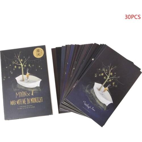 30pcs Vintage Luminous Postcard Glow In The Dark Moon Light Greeting Post Card Novelty Xmas Greeting Cards Gift M17F