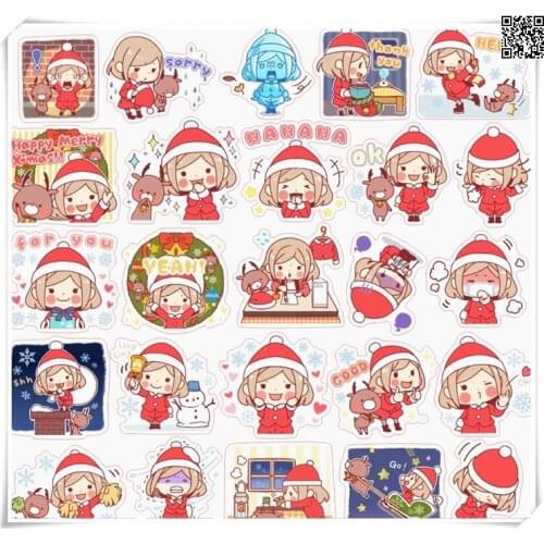 40pcs Christmas Girl Cartoon Photo Album Scrapbook Waterproof Decoration Sticker DIY Handmade Gift Scrapbook Sticker