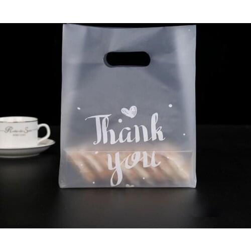 50pcs Thank you Plastic Gift Bags Plastic Shopping Bags With Handle Christmas Wedding Party Favor Bag Candy Cake Wrapping Bags
