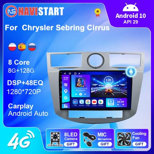Android 10 Car Radio For Chrysler Sebring Cirrus 2007 2008 2009 2010 GPS Navigation Android Auto 4G WIFI Carplay Player 2 Din
