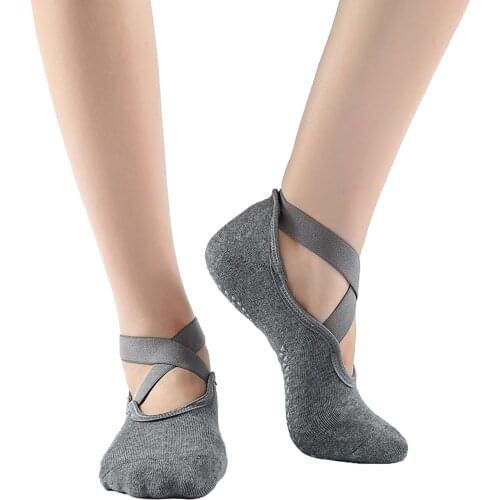 6-Color Ballet Shoes Cross Straps Silk Dancing Shoes Non-Slip Particle Bottom High Elastic Dance Terry Socks Soft-Soled Shoes