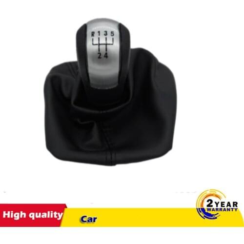 Free Shipping For Skoda Octavia A5 2004 2005 2006 2007 2008 New 5 Speed Car Gear Shift Knob With Black Leather Boot silver cap