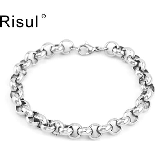 Stainless steel bracelet for men big rolo cable chain rock style strong man chain mens bracelets bangle wristband