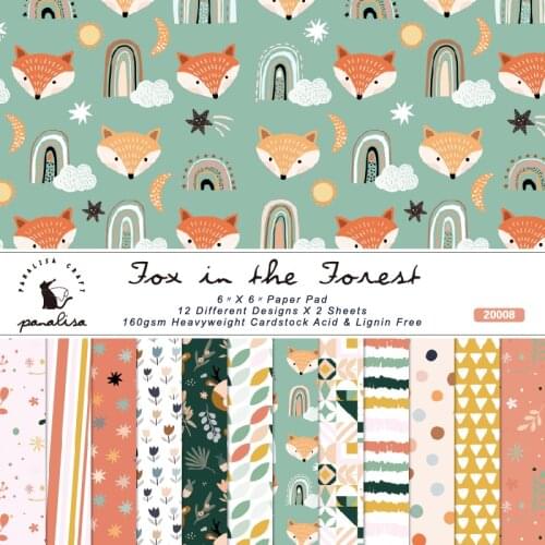 Panalisacraft 24 sheet 6"X6" Cute Fox patterned paper pad Scrapbooking paper pack handmade craft paper craft Background pad