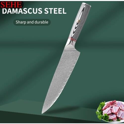 Cutelo Professional 8" Damascus Steel Chef Knife Japanese VG10 Core Blade Razor Sharp Kitchen Knives G10 Handle Meat Slicer