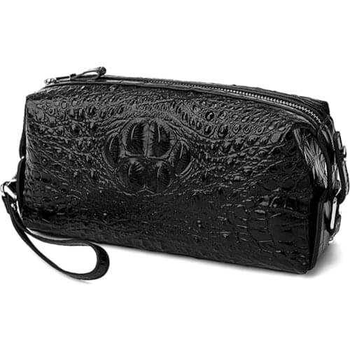 Business Long Mens Clutch bag Wallets Luxury Crocodile Pattern Split Leather Clutch Handbag Male Card Holder Cell Phone Wallet