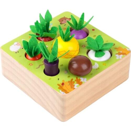 Kids Wooden Developmental ToysMemory Board Game Carrots Sorting Puzzle Harvest Parent-child Interactive Educational Games Gifts
