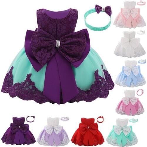 Toddler Baby Girl Clothes Baby Dress Lace Bowknot Girl Sleeveless Dress for Birthday Party Costume 3-24 Months