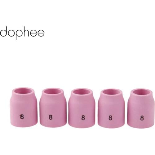 Dophee Pink Ceramic 53N61 8# Ceramic Cups Alumina Shield Cup TIG Welding Torch Nozzle Fits For WP-9 20 25 Pack of 10PCS Tool New