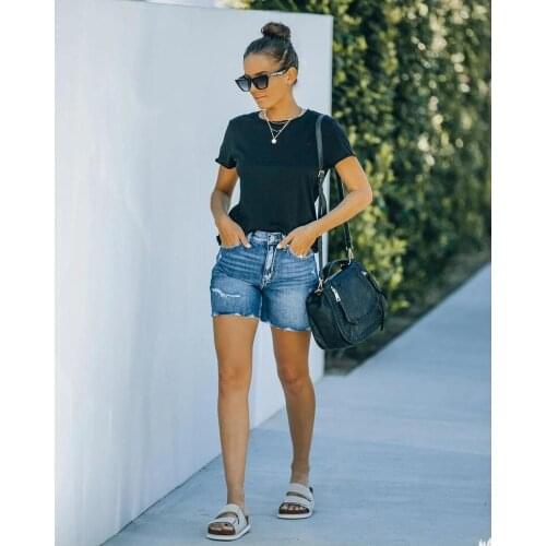Denim Shorts New 2021 Summer Washed Denim Straight Pants Womens Plus Size High Waisted Shorts Pantalones Cortos