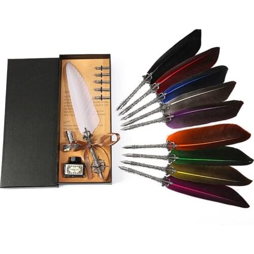 European retro engraving feather pen set pen inserted teachers day Christmas wedding gift