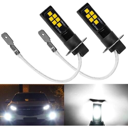 H3 Led 12V 12Smd Light Bulb 3030 Chipset,W5W Bulb 194 Led Bulb For Fog Lights White Pack Of 2