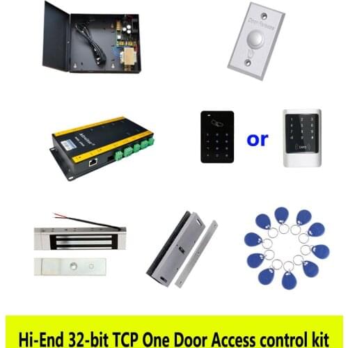 Hi-end access control kit,TCP/ip one door +power+180kg magnetic lock+U-bracket+ID touch keypad reader+button+10 ID tag,kit-AT104
