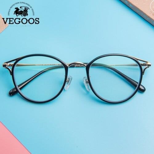 VEGOOS Cat Eye Computer Glasses Women Anti Blue Light Anti Eye Strain Retro Round Metal Frame For Reading Computer Gaming #5118