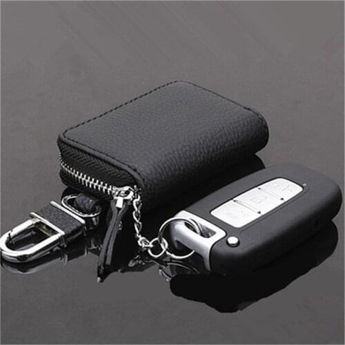 Leather Car Key Wallets Men Key Holder Keys Organizer Women Keychain Cover Zipper Key Case Bag Pouch Purse