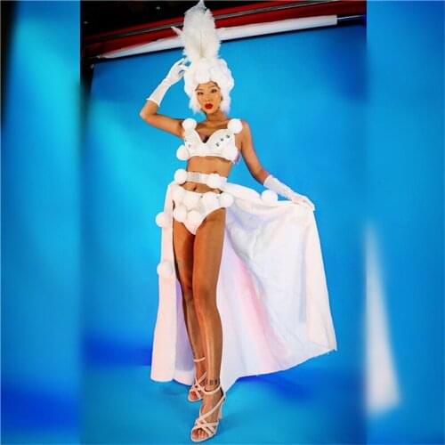 M38 White led bra singer performance dress wears ds clothe hats led bra light outfits female bodysuit Christmas costumes stage