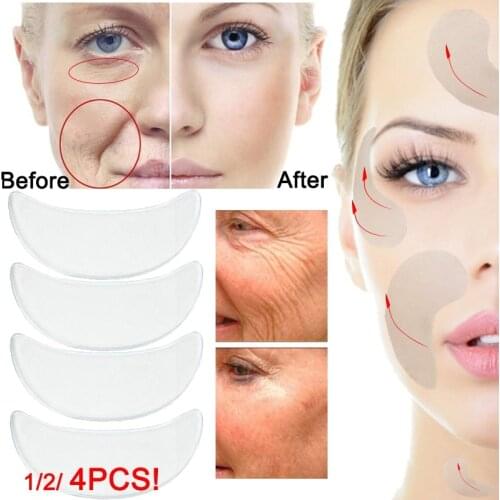4pcs Anti Rimpel Patches Silicone Pads Reusable Silicone Wrinkle Removal Sticker Face Forehead Neck Eye Sticker Skin Care Patch