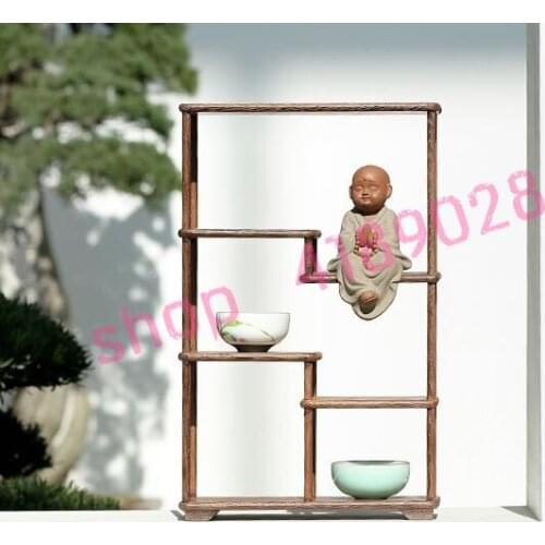 Natural Chicken Wing Wood, Ming style vertical rectangle, Solid Wood curio shelves, ornament pendulum rack