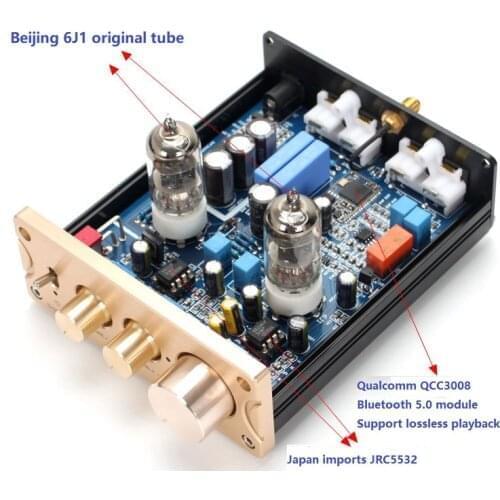 New On Sale Mini Size The Latest 6J1 Vacuum Tube Preamp QCC3008 APTX Bluetooth 5.0 Preamplifier Gold NE5532