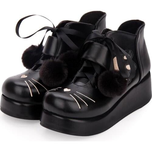 Angelic imprint New Arrival Lolita style Wedge Heel Platform Ankle Boots Artificial wool inside To keep warm Size 35-46 8995